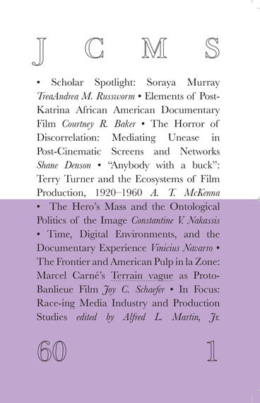 Cover of Journal of Cinema and Media Studies, vol. 60, no. 1