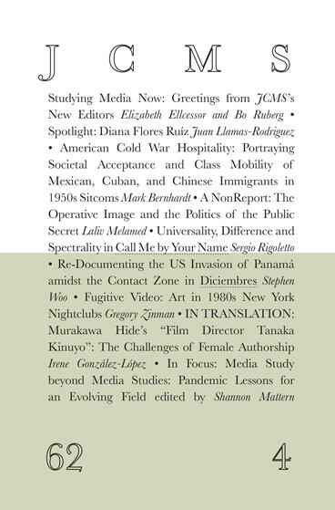 Cover of Journal of Cinema and Media Studies, vol. 62, no. 4