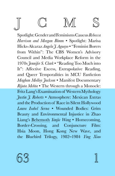 Cover of Journal of Cinema and Media Studies, vol. 63, no. 1